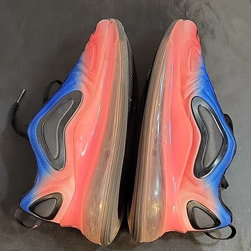 NIKE AIR MAX 720 GS BLACK RACER BLUE LACE-UP CLOSURE SNEAKER G1 - Picture 13 of 15